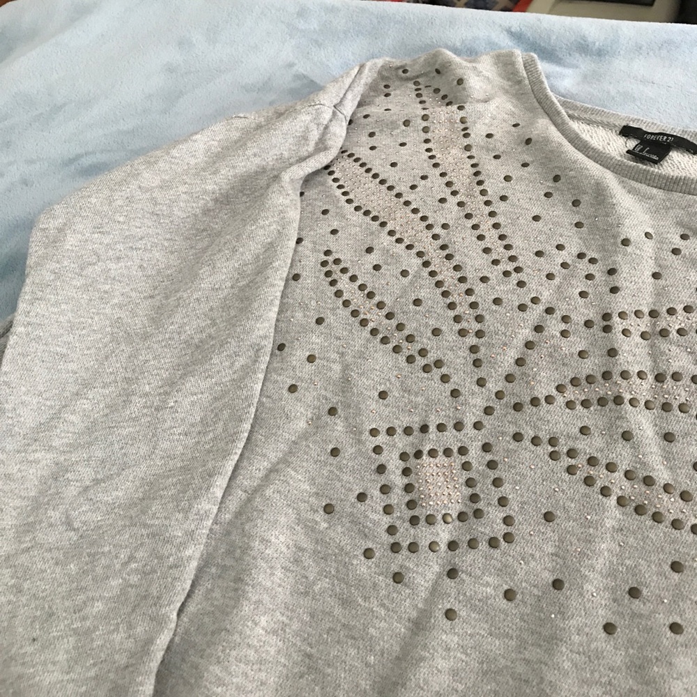 Forever 21 Grey Embellished Hoodie