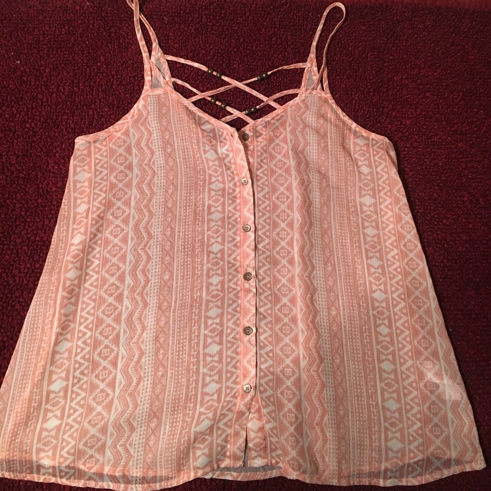 Aztec print sheer tank