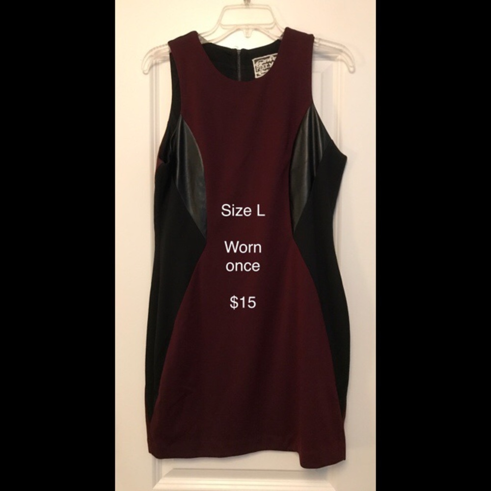 Leather insert Maroon Bodycon Dress