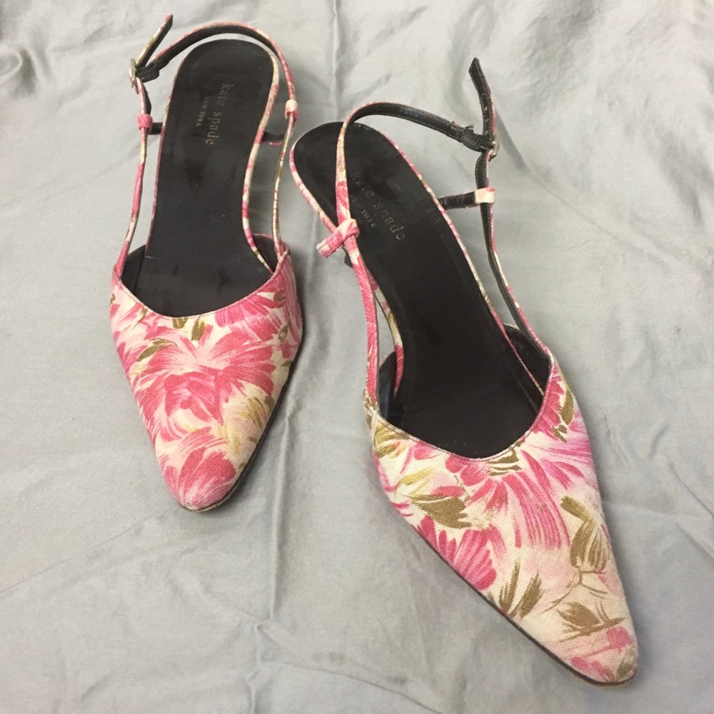 Floral Kate Spade Kitten Heel Pumps