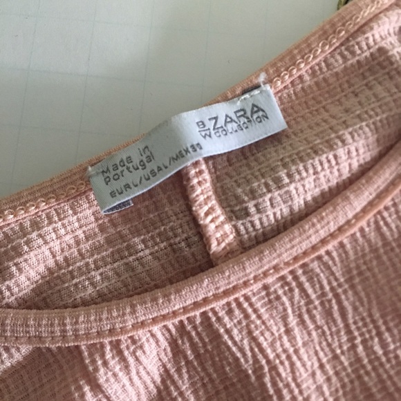 Zara blush pink top ruffle peplum pretty sz large - Picture 2 of 6