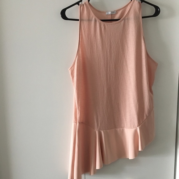 Zara blush pink top ruffle peplum pretty sz large - Picture 3 of 6