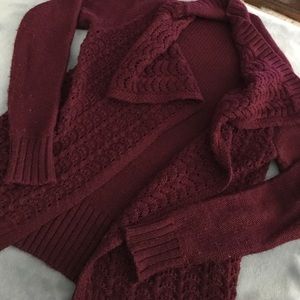 American Eagle Maroon Knit Cardigan