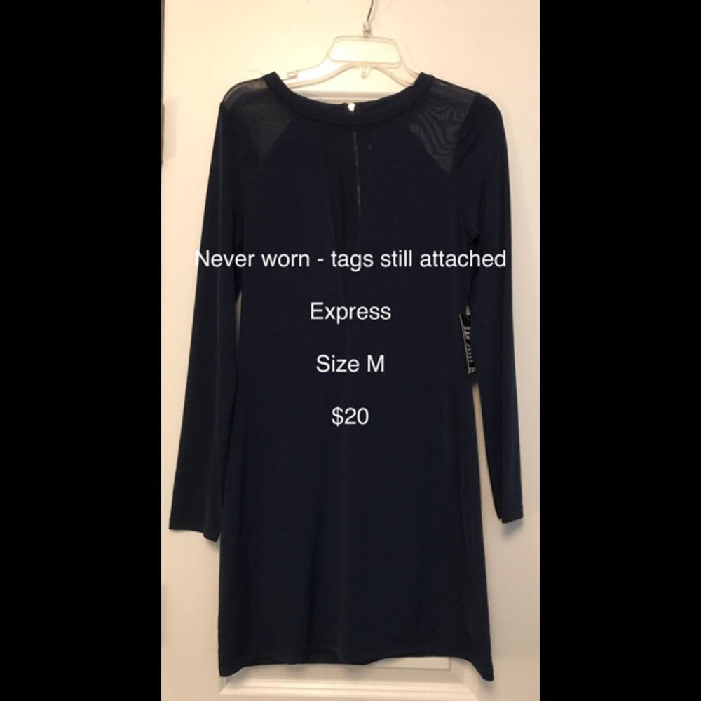 Navy Bodycon Mesh insert Dress