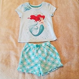 Disney Little Mermaid Girls Pajama Set Size 4