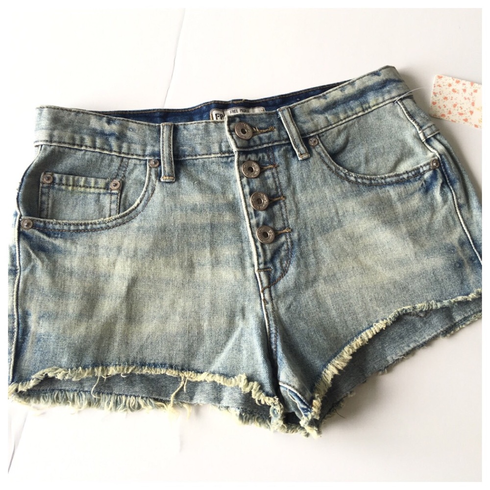 Free People Distressed Denim Cut Off Shorts