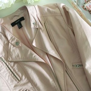 Forever 21 pink faux leather moto jacket medium