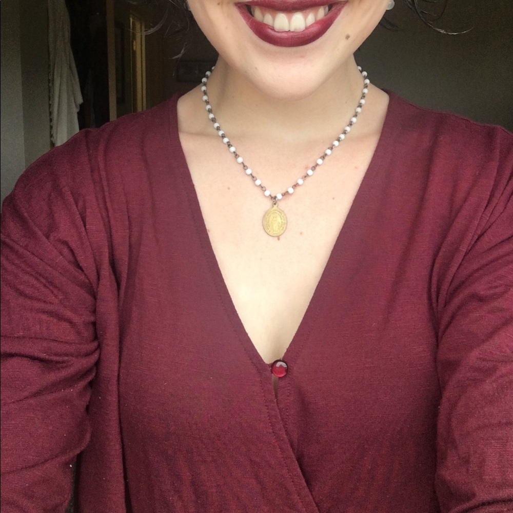 Nursing Shirt Blouse Small Burgundy