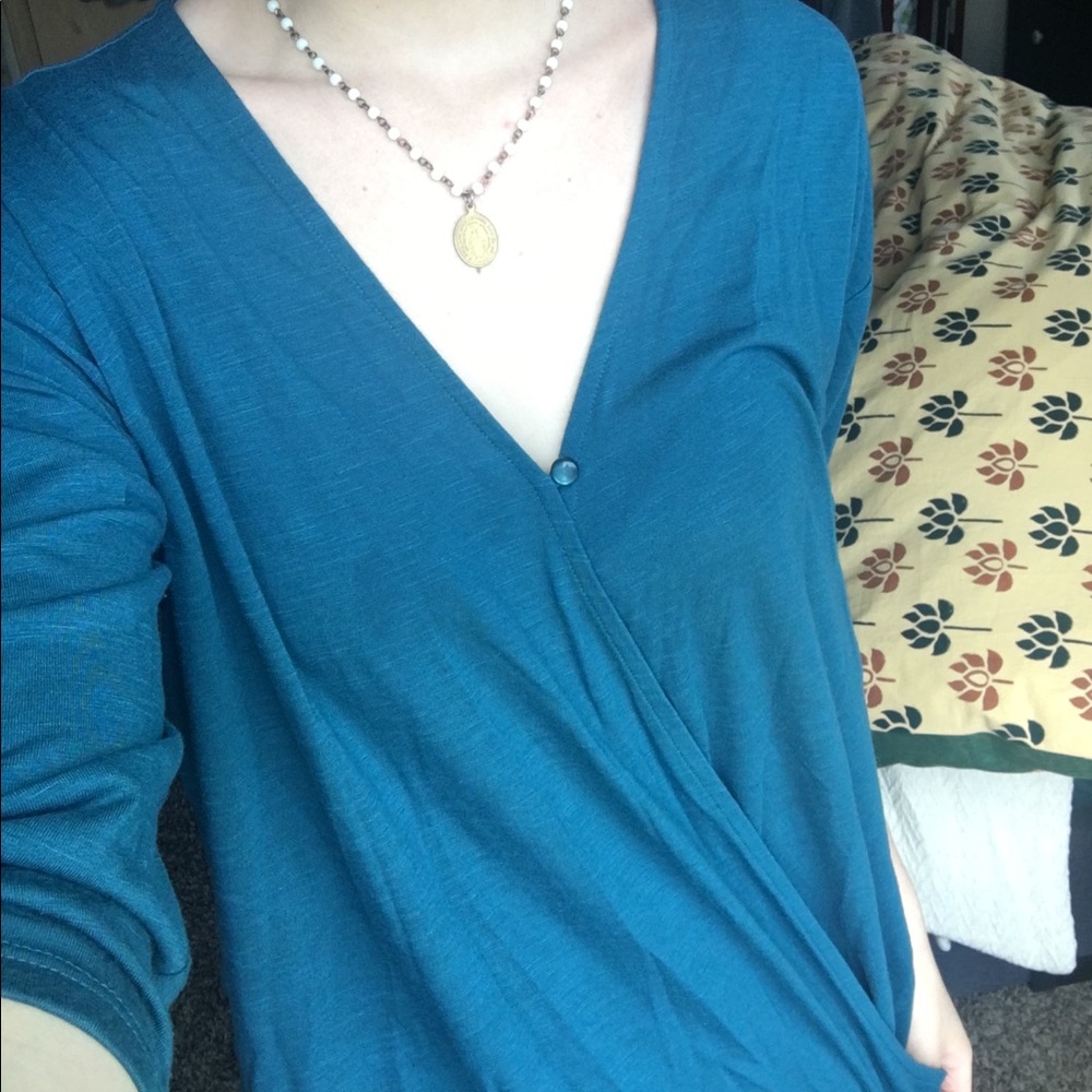 Blue Teal Nursing Shirt Small