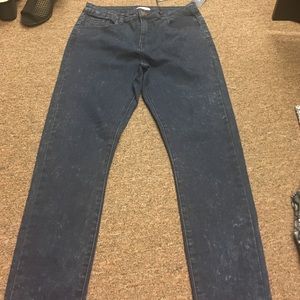 High waisted dark blue stretchy jeans