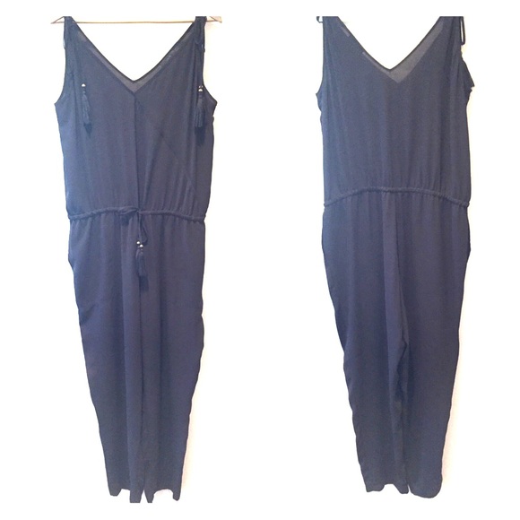 JCrew *Black* Crepe Tassel JumpsuitLarge EUC - Picture 4 of 8