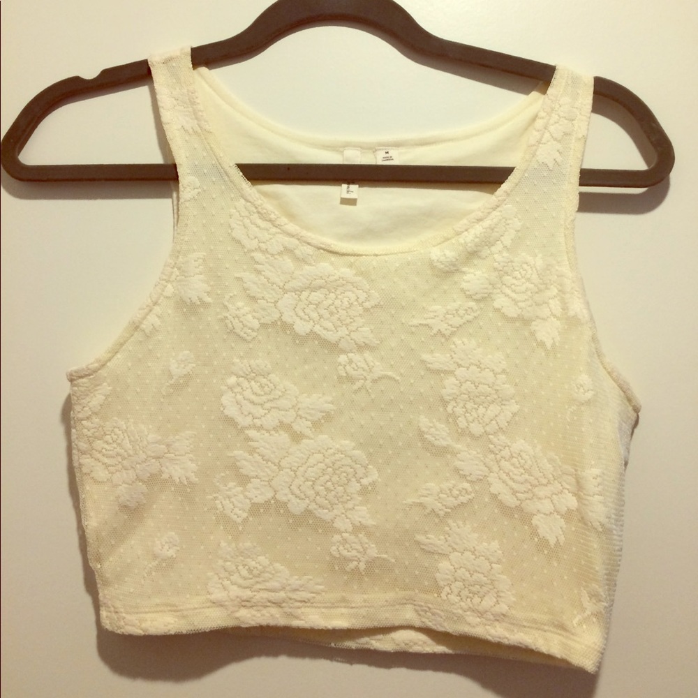 Cream Lace Crop Top