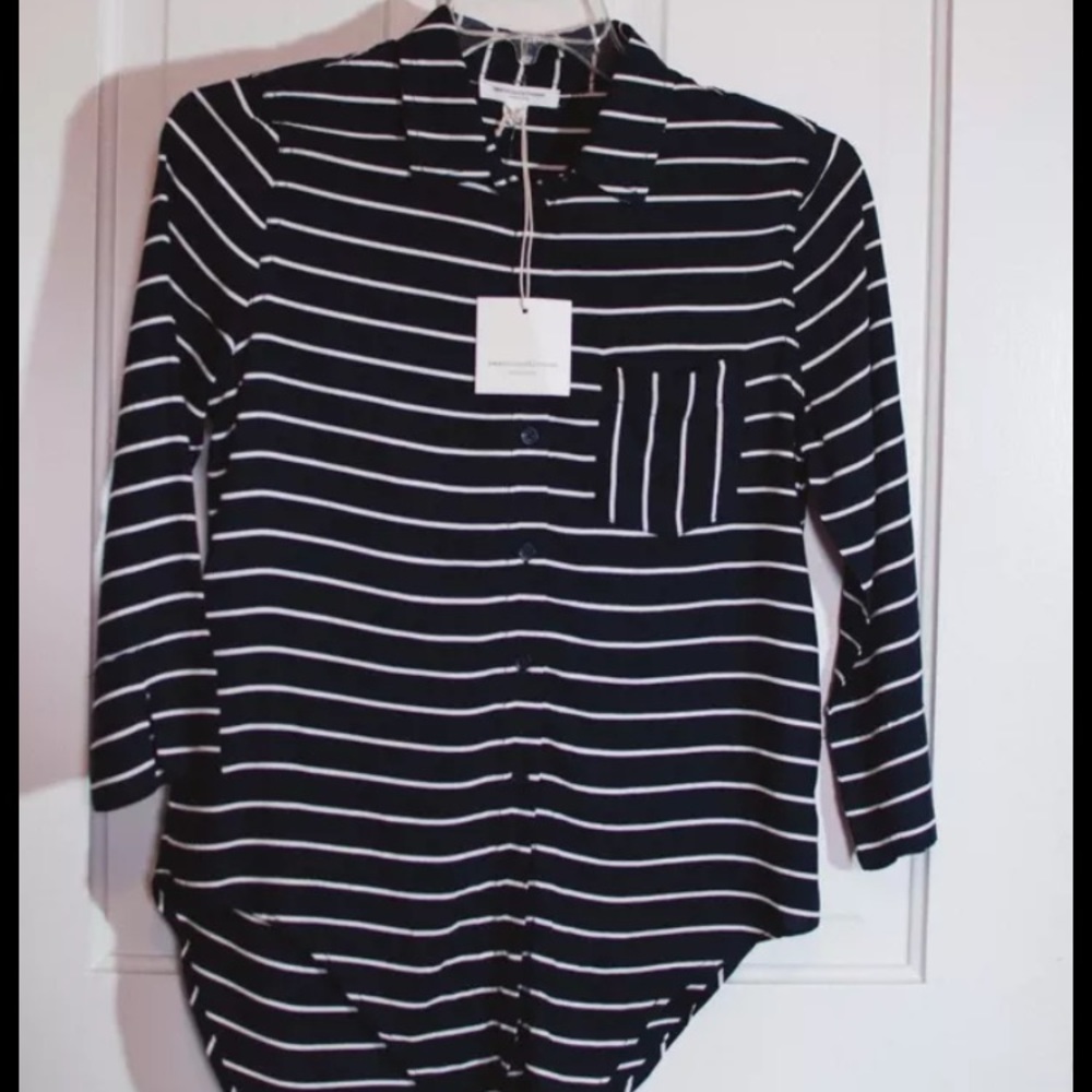 striped button down Blouse Beach Lunch Lounge