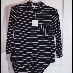 striped button down Blouse Beach Lunch Lounge