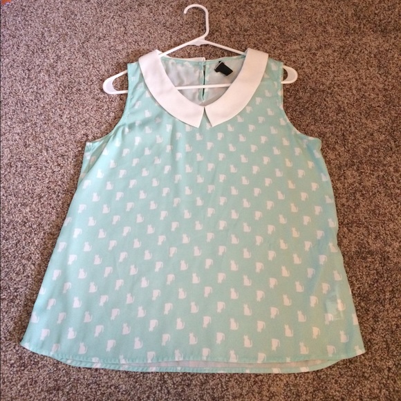 Cat top with Peter Pan collar - Picture 1 of 4