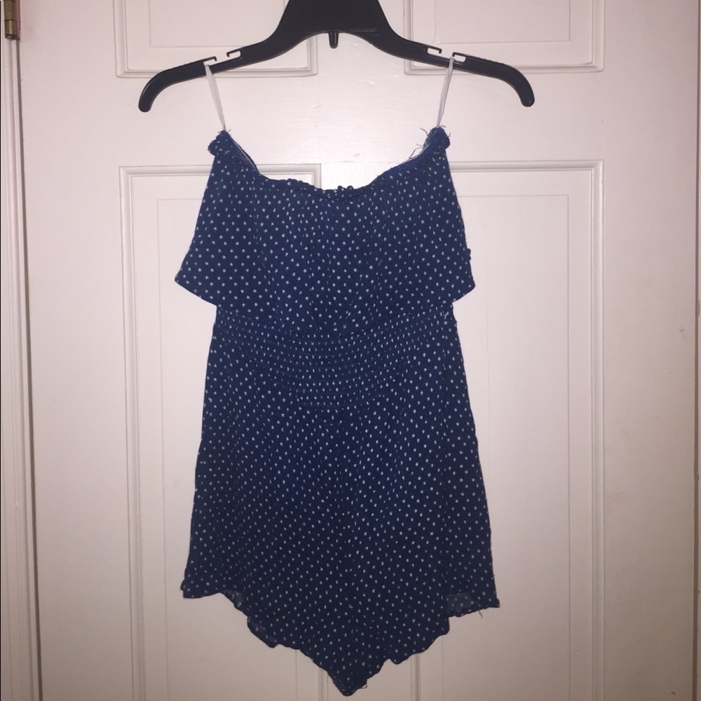 nastygal blue and white star romper