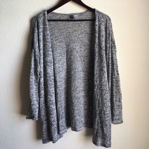 Heather grey/black draped sweater/cardigan