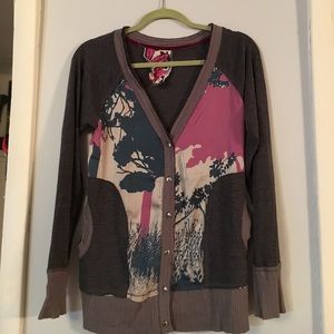 Grey/blue/pink button cardigan