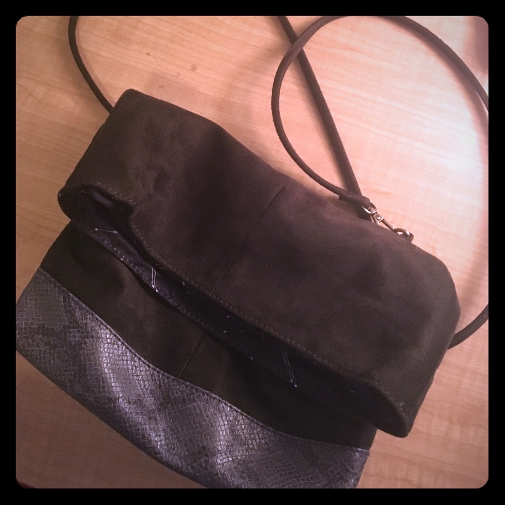 Free people suede and snakeprint fold over purse