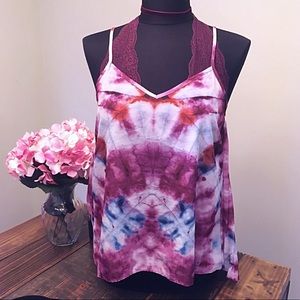 Altar'd State HiLo Accordion Back Tie Dye Tank Top