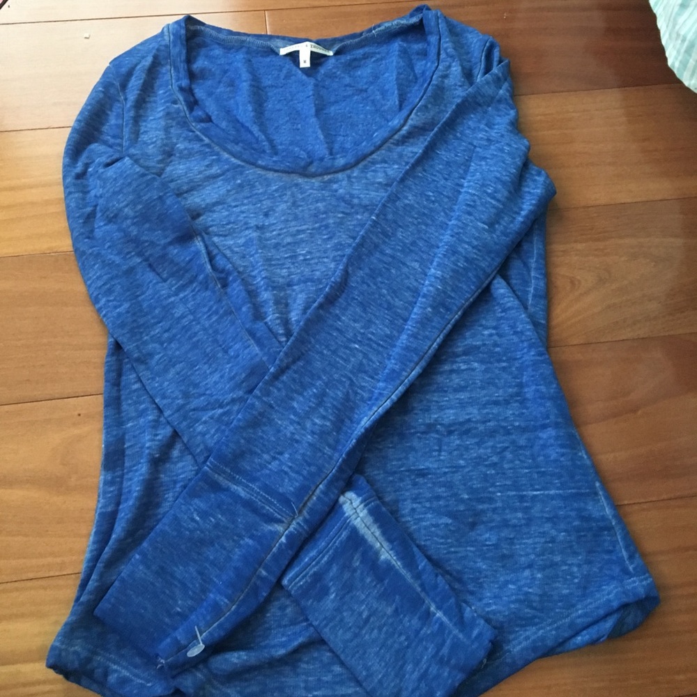 Comfy blue long sleeve with fleece inside.