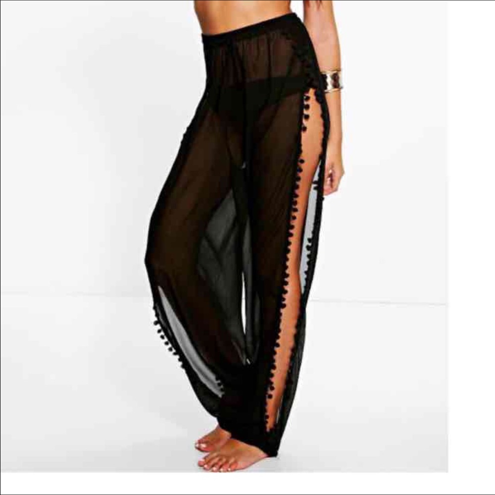 Sheer open leg cover up