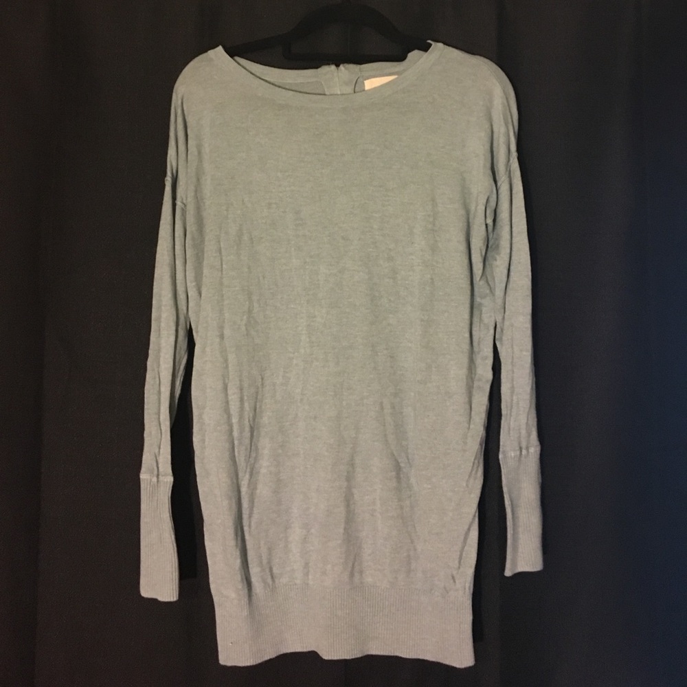 Long Scoop Neck Sweater with Zippered Back