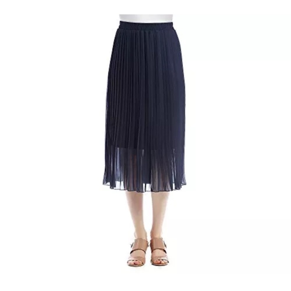 Adiva Pleated  Polyester Skirt XL  navy blue