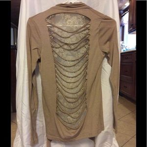 Tan long sleeve open front cardigan