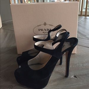 Prada Calzature Donna Black Suede Platforms
