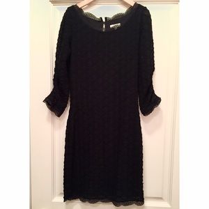 Joie Black Long Sleeve Lace Scalloped Dress