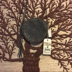 Round gray purse w/ tassel