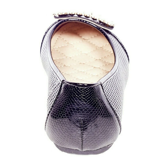 Women Ballet Buckle Flats, b-2055, Black - Picture 3 of 4