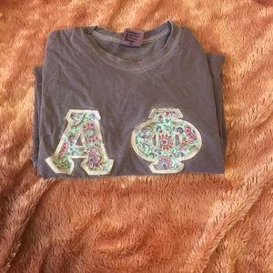 Alpha phi purple letter shirt