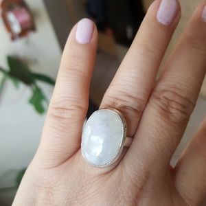 7.5 oval moonstone silver boho ring nwt