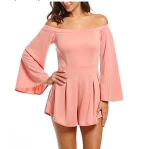 Light Pink off the shoulder romper. NWT. Small.