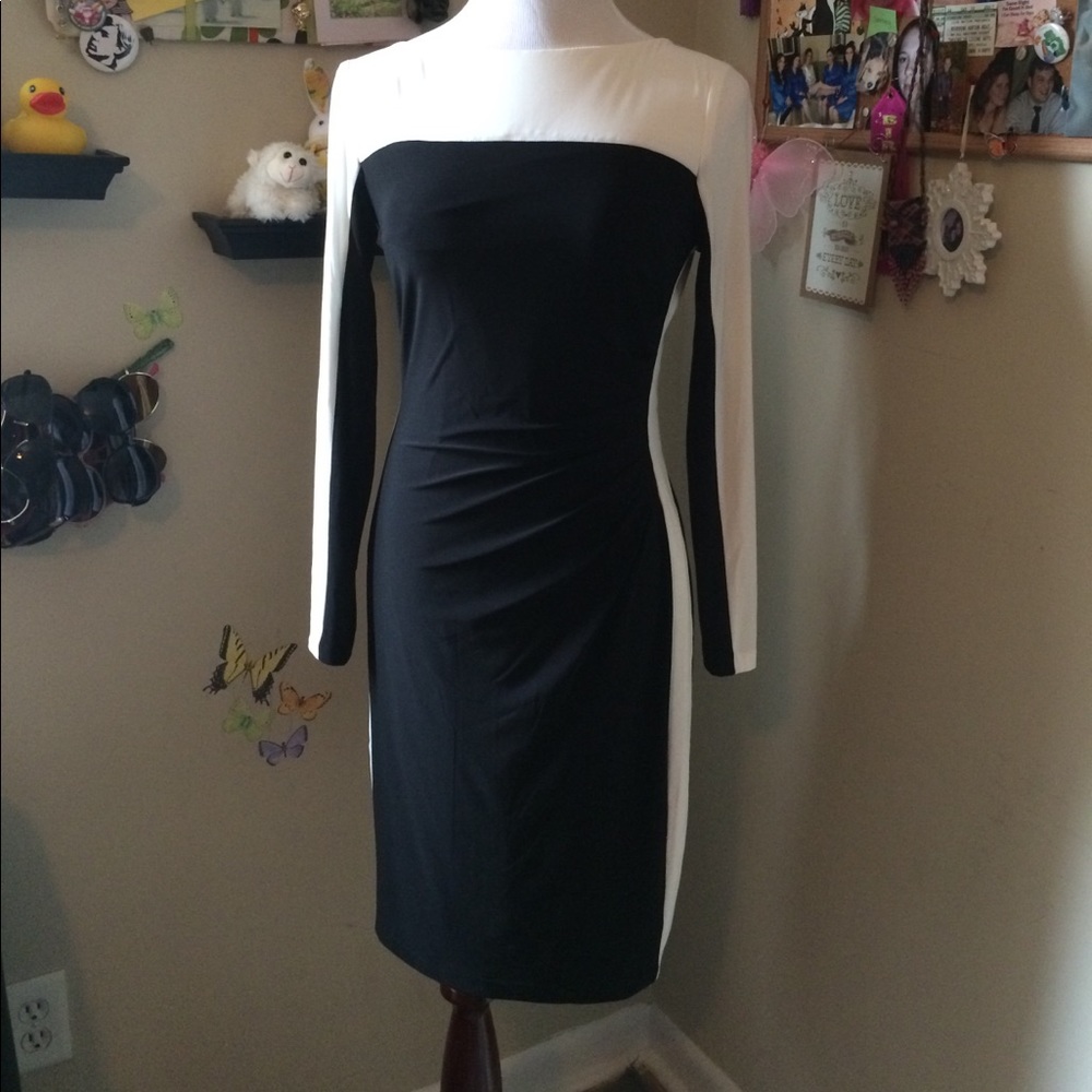 Ralph Lauren body con black & white dress