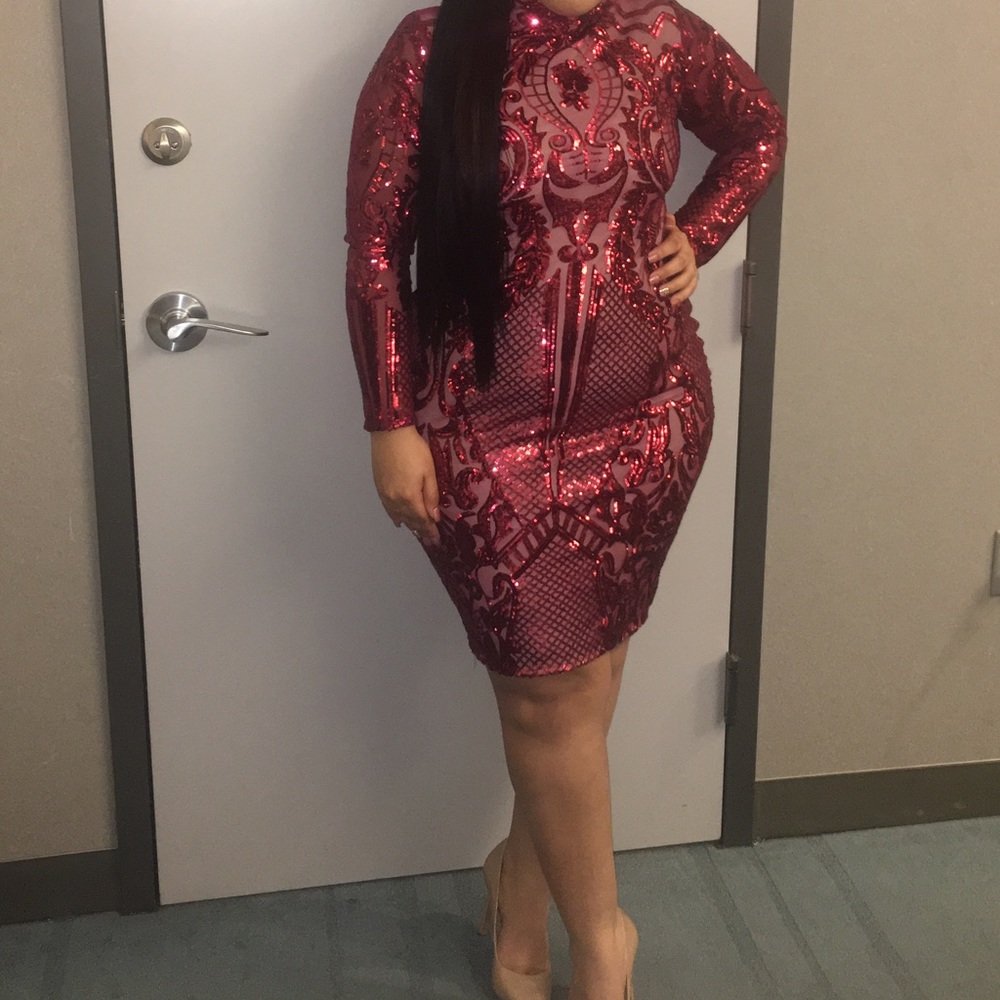 Burgundy sparkle tight Dress