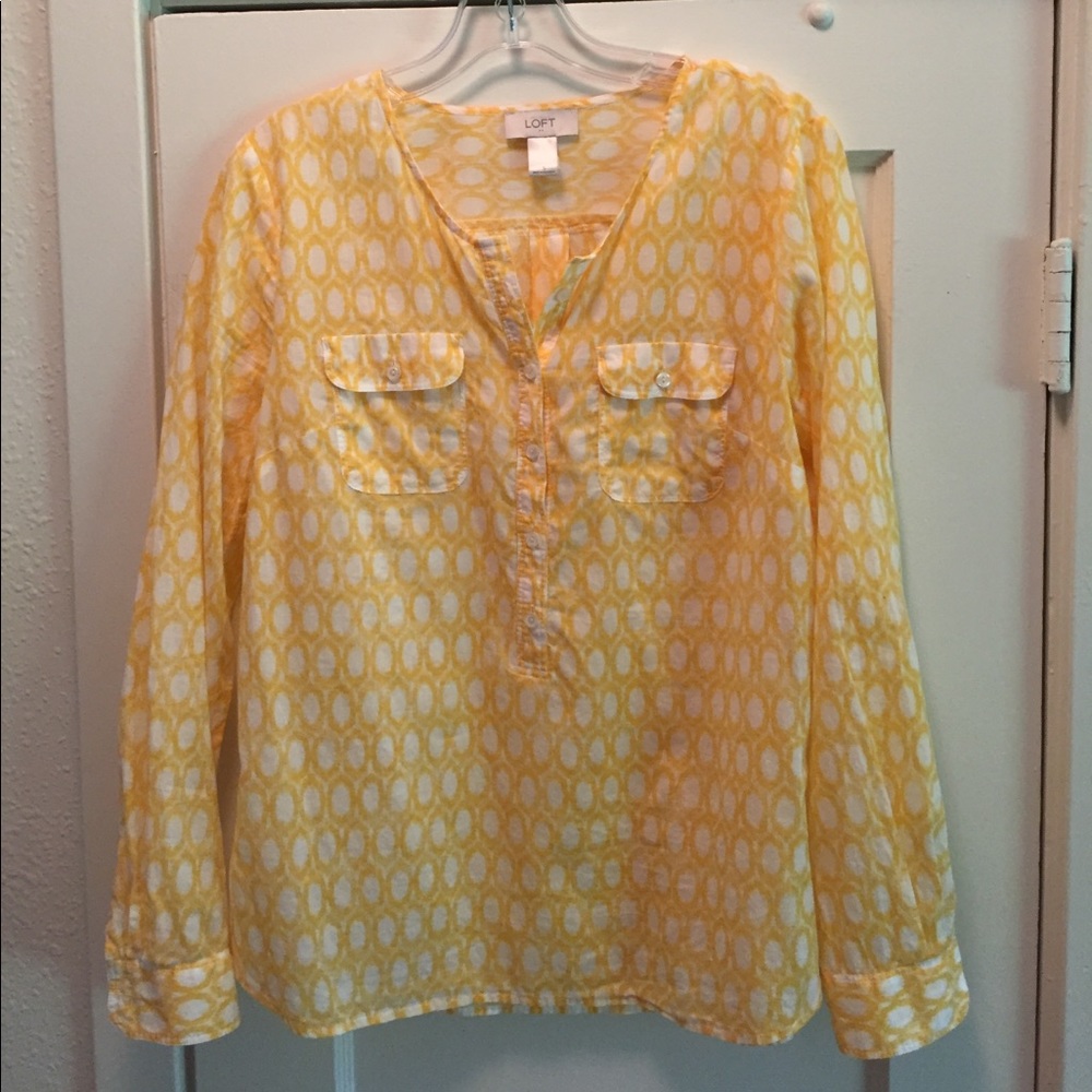 NWOT Loft cotton long-sleeved tunic styled blouse.
