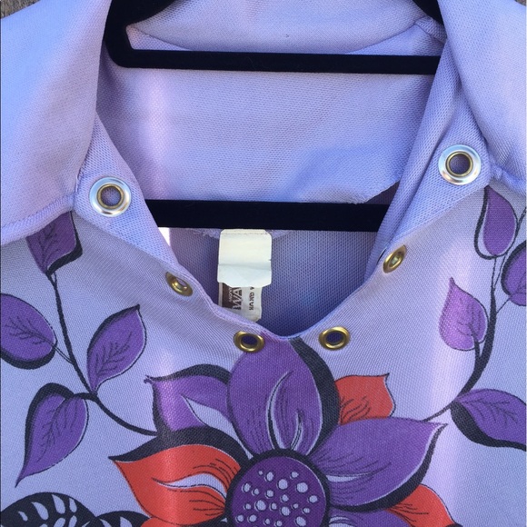 VTG 70s Lavender Longsleeve Floral top SZ M - Picture 3 of 5
