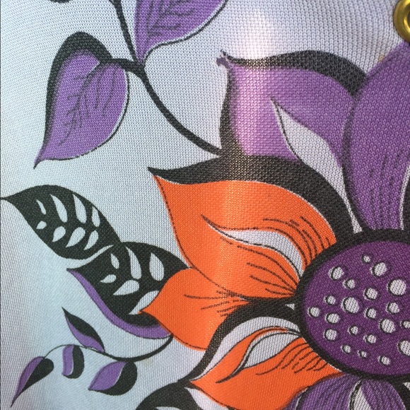 VTG 70s Lavender Longsleeve Floral top SZ M - Picture 4 of 5