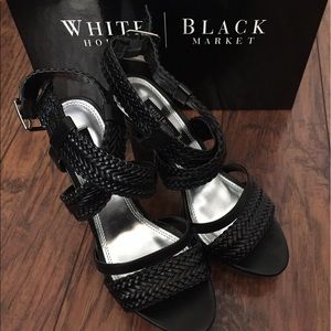 NWT WHBM Black strappy heels