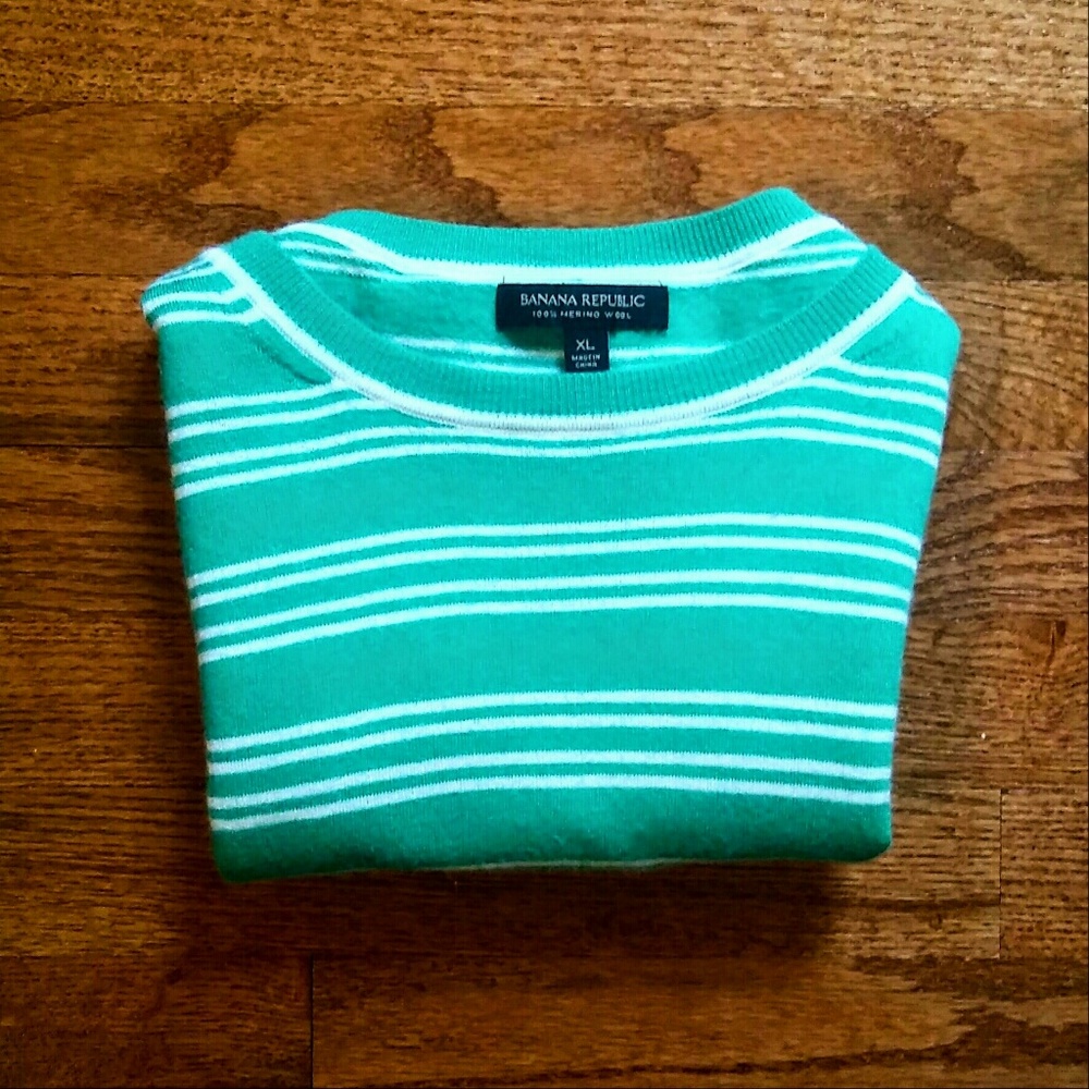 Banana Republic Green Striped Shirt