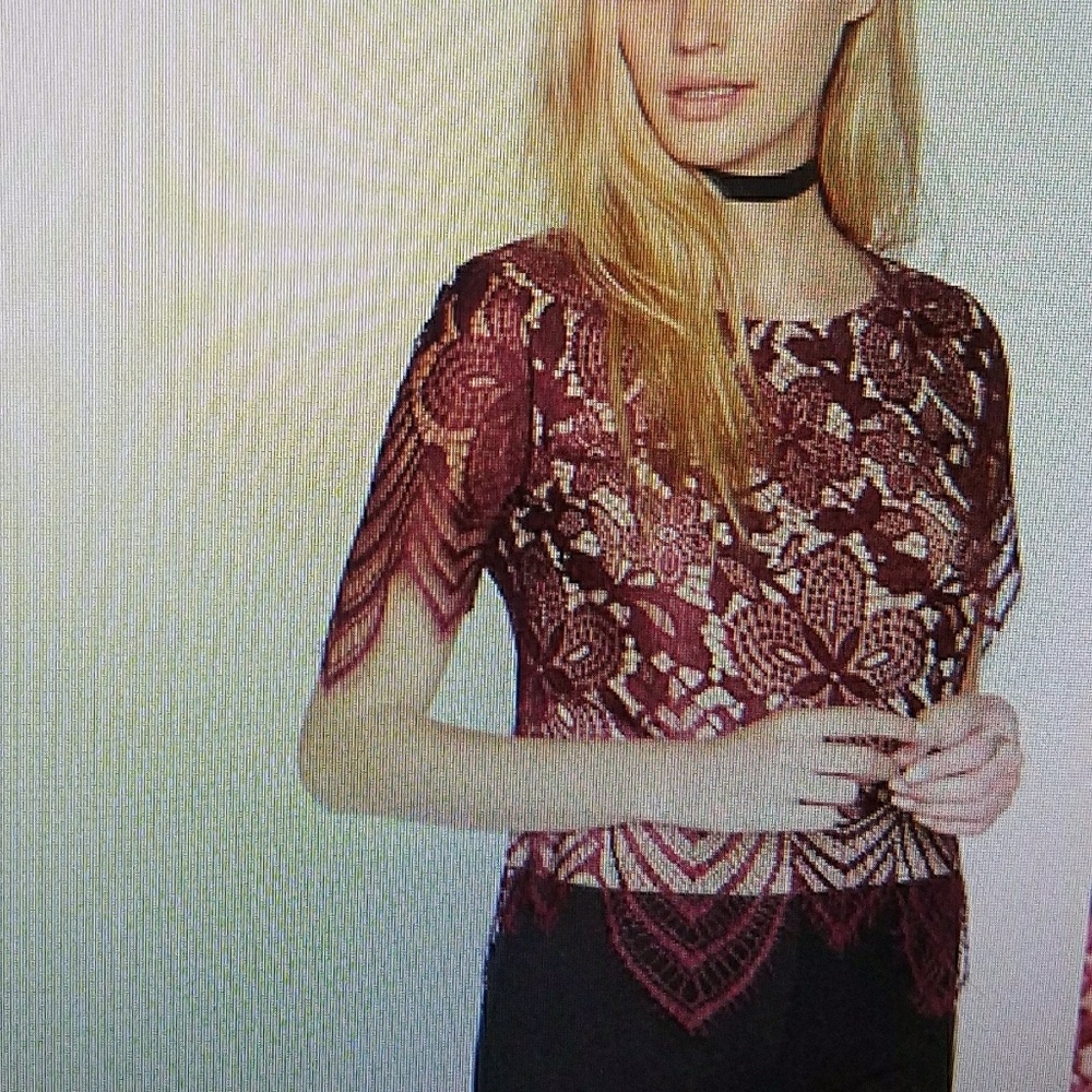 Express Brand All Over Lace Tee