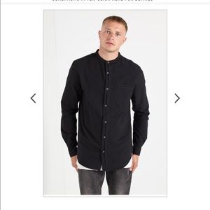 Men's button down mandarin collar shirt