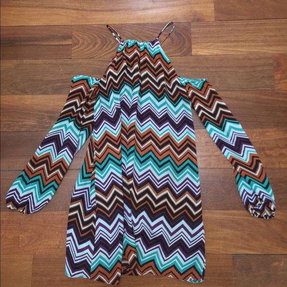 Parker Chevron print open shoulder dress - Picture 5 of 6