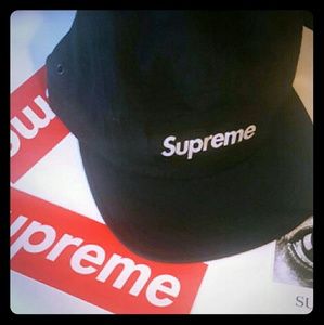 Supreme black tonal seersucker camp cap