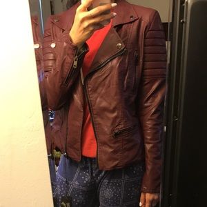 Maroon leather jacket