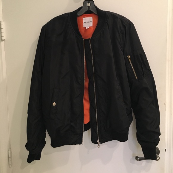 black bomber with orange inside