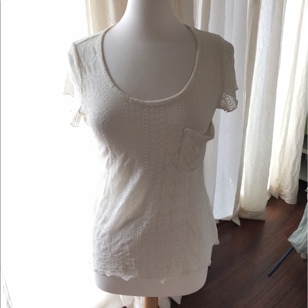 Cream lace t shirt